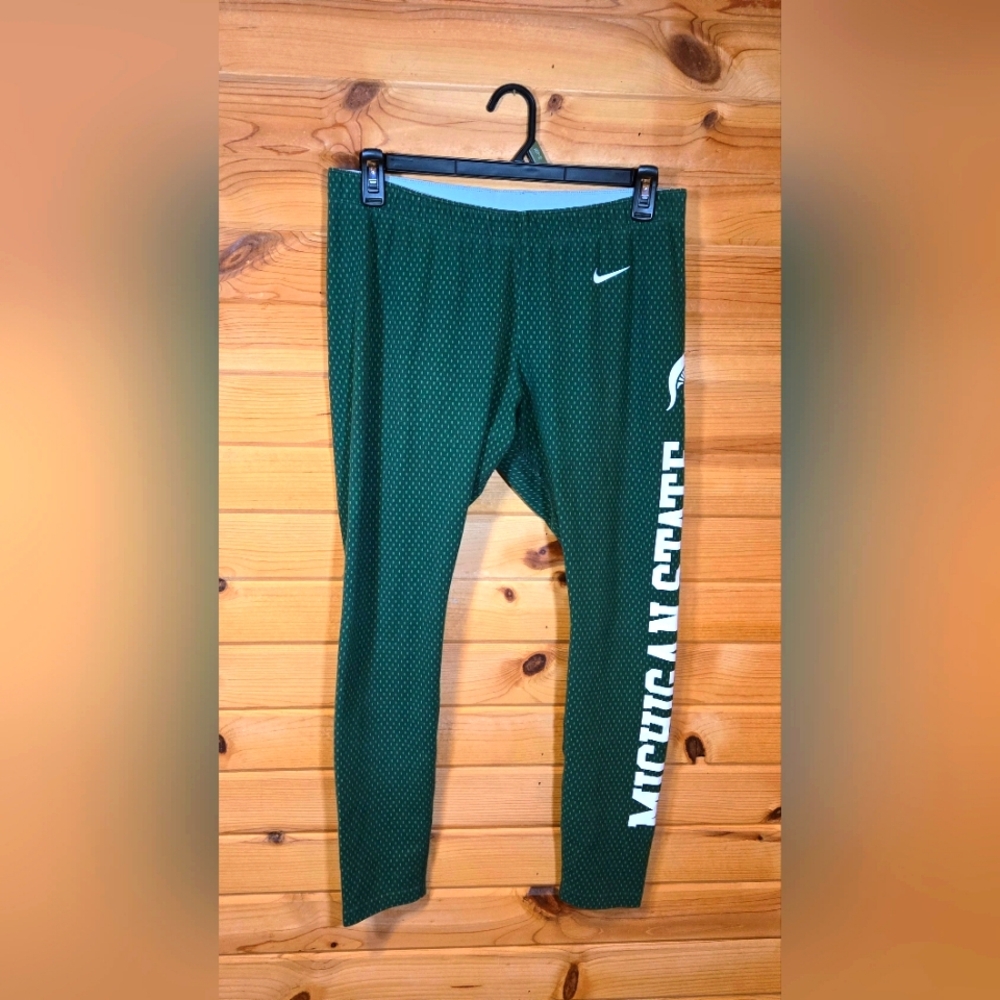 Nike Leggings Michigan State Spartans Womens XL Green logo athletic activewear